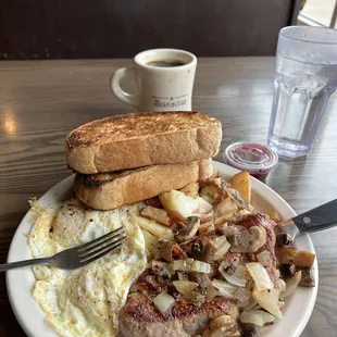 Steak and eggs