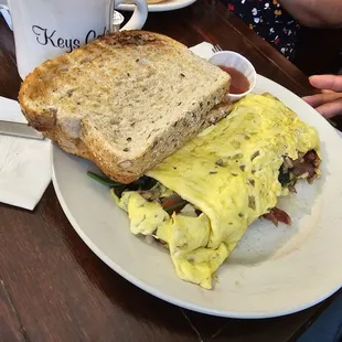 Create rolled omelette and toast