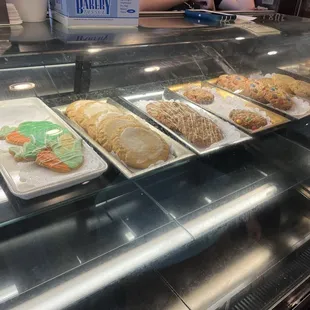 a variety of pastries on display