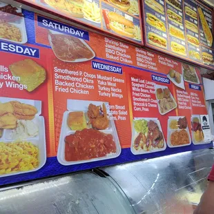 a menu on the wall