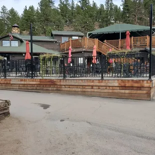 a restaurant with a balcony