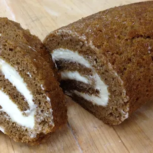 the inside of a cake roll