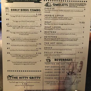 Updated breakfast menu