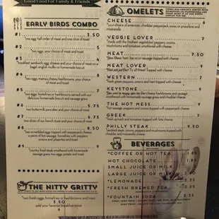 Breakfast menu