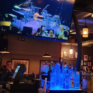 View from the bar, there are large TVs all over the place