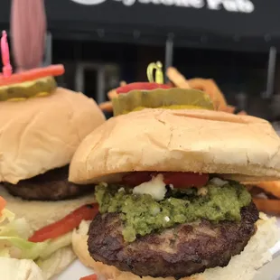 Burger week 2018 - Roasted Red Pepper and Hatch Chili Sliders. They were ok.