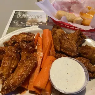 Spicy garlic wings and Cajun wings