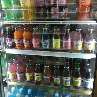 a refrigerator full of drinks