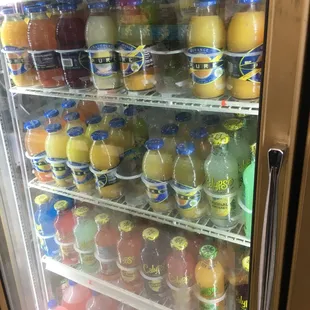 a refrigerator full of drinks