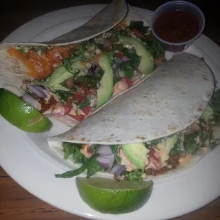 Monday night. Monster beef Tacos with Chipotle Aoli sauce, fresh cilantro and Avacado