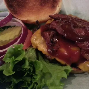 BBQ BACON CHEDDAR BURGERS.
