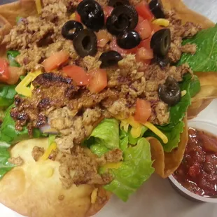 Beef or Chicken Taco salads.