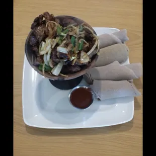 a plate of food on a table