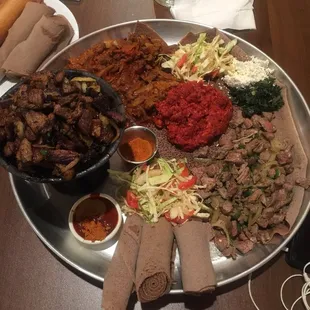 a platter of food on a table