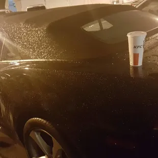 My car soaked from the sorinklers. My clothes are just as wet