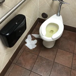 Trash on the floor! Asked them to clean bathrooms they never did!