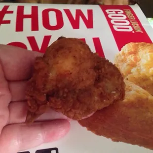 Look at this tiny piece of chicken!