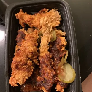 "Nashville Hot Chicken" 5 piece but apparently someone was too lazy to actually coat them. What a rip off.