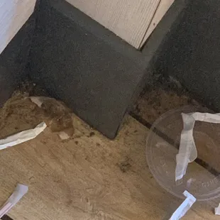 Floor by the drinks.