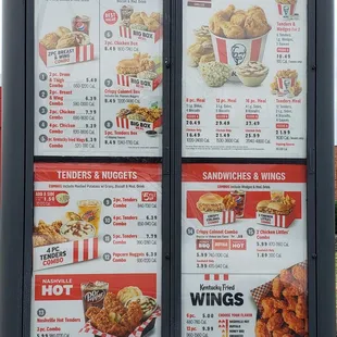 Drive thru menu.