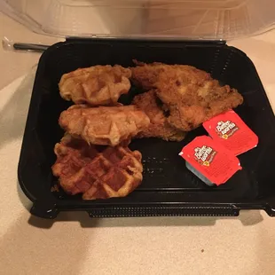 KFC Chicken &amp; Waffle Box with white meat.