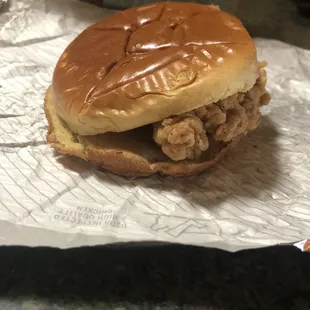 Literally serving half-sandwiches at full price Classic Chicken Sandwich