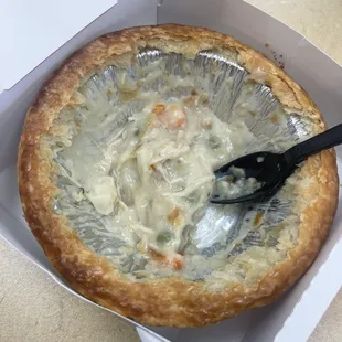 Shows how deep the pot pie is