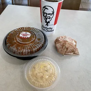 Nashville Hot Nuggets, biscuit, Mac &amp; Cheese and a drink - Wrapped