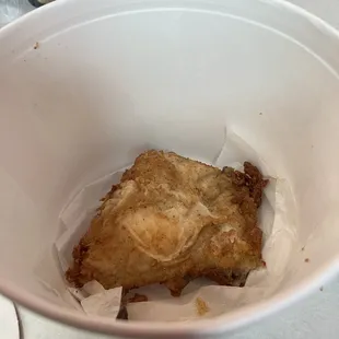 Last chicken piece. Soggy breading ):