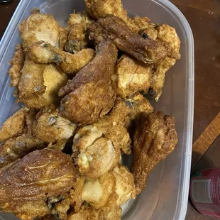 New chicken and old chicken mixed together.