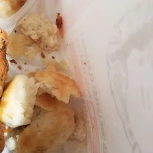 Received biscuit that was smashed and half was missing.