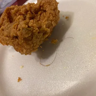 Hair fried in with the chicken.