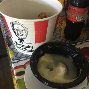 KFC was the nastiest old chicken and the mash potatoes were so watery