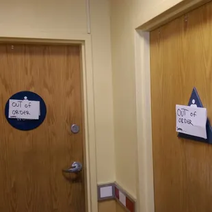 Restrooms are always out of order.