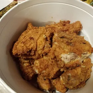 Thighs and legs! Still very hot and fresh. Nice size thighs. A little salty or is it me?