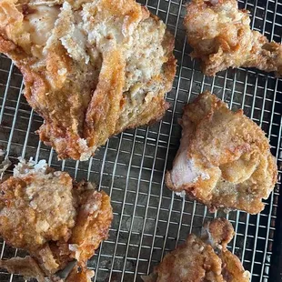 Undercooked and torn up chicken