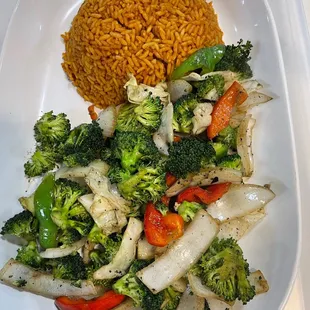 Sautéed veggies &amp; Jollof Rice