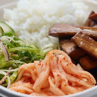 KFIRE has vegan options too. Shown here is our Mushroom BBQ plate along with Spicy Daikon.