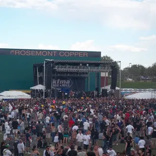 Looking down from the stands.