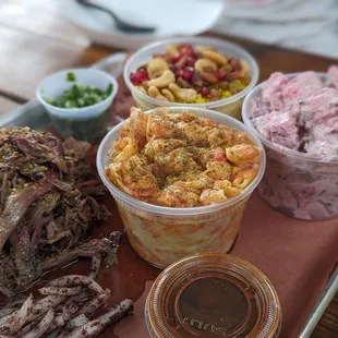 Sides - mac &amp; cheese, beet potato salad, Mediterranean rice