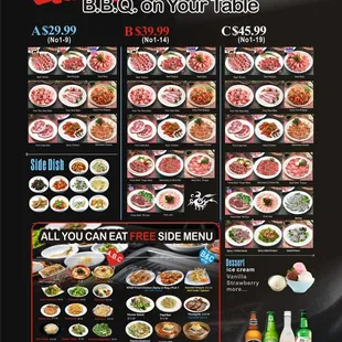 sushi and sashimi, menu