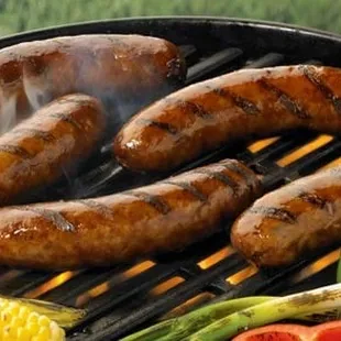 grilled sausages and peppers