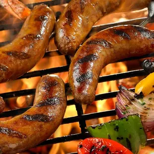 grilled sausages and peppers