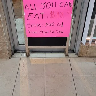 Buffet sign ( call for availability)