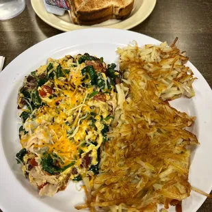 Turkey, Spinach, Bacon Scramble