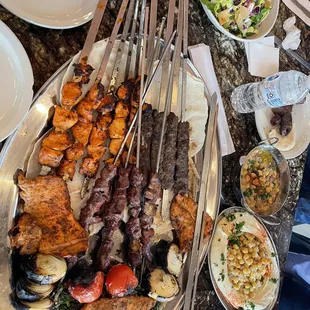 a variety of food on a platter