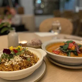 Duck fried rice, red curry