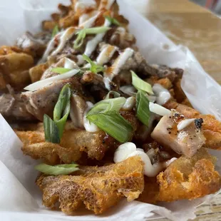 a plate of french fries