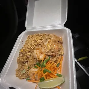 Shrimp pad Thai extra peanuts mild spicy  so good