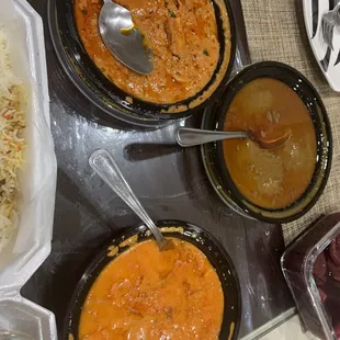 Butter chicken, tikka masala, and Nihari